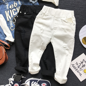 Yy10292b Ripped Design Kids Children Stretch Jeans Black And White ...