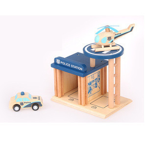 police and fire station wooden play set