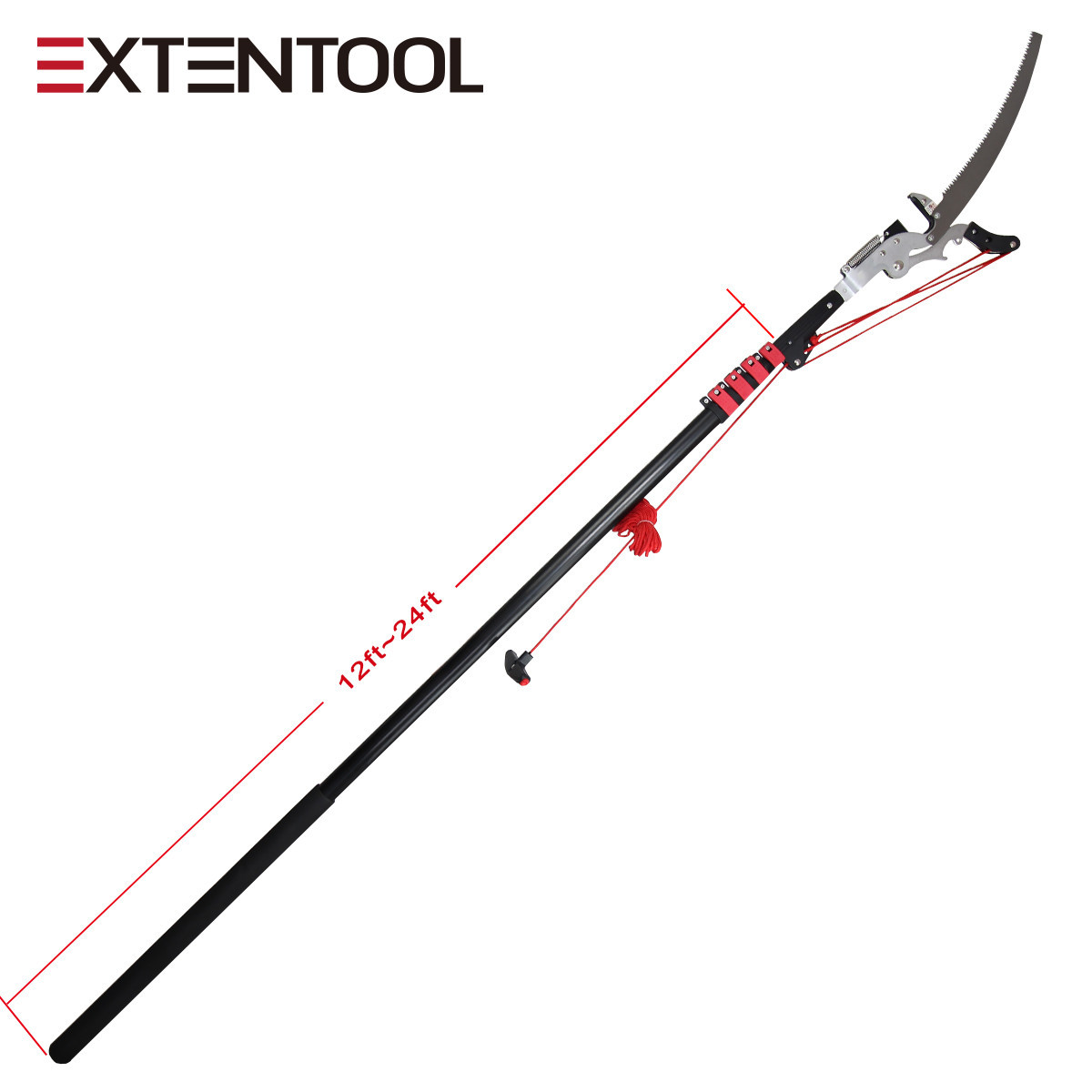 Extentool 24ft Telescopic Tree Pruner For Garden Tools Long Handle
