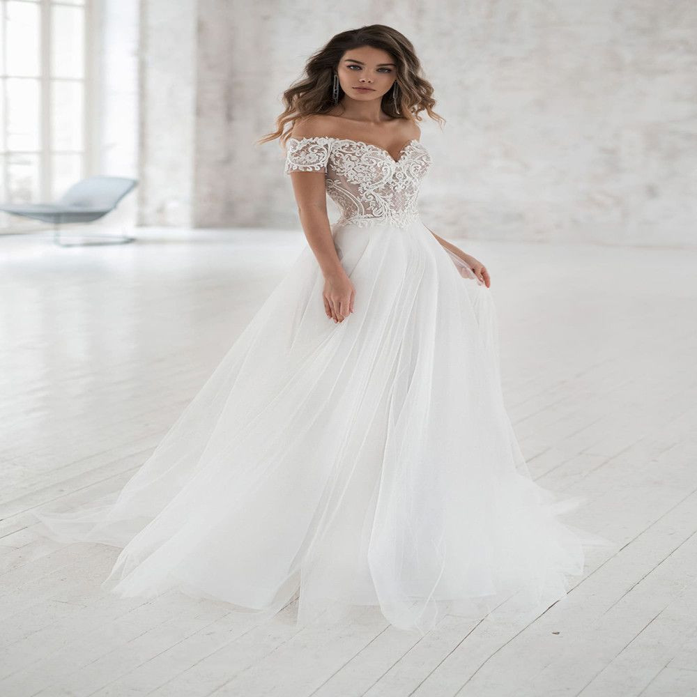 elegant off the shoulder wedding dress