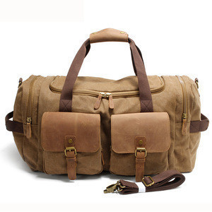 canvas and leather weekender bag