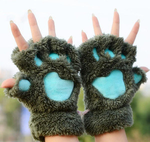 fur half gloves