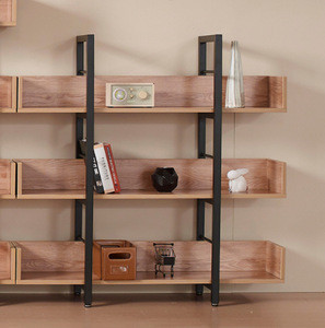 Modern Furniture Bookcase Industrial Wood Metal Display And