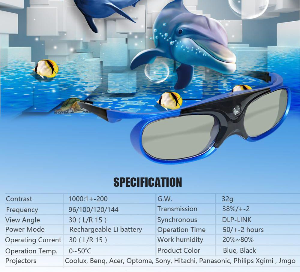 Dlp Link 3d Glasses With Rechargeable Active Shutter Eyewear For 96 144hz All Dlp Link 3d Projectors Yt Sg800d Dlp Link 3d Glasses With Rechargeable Active Shutter Eyewear For 96 144hz All Dlp Link 3d Projectors