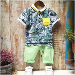 2017 Fashion Summer Baby Boy Clothing Sets Floral Short Sleeve
