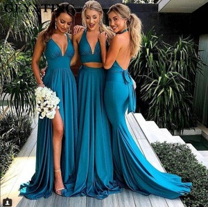 turquoise and gold bridesmaid dresses