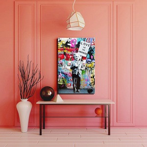 Gift Abstract Large Banksy Art Painting Love Is The Answer Wall Art Home Decor Einstein Holding A Sign Canvas Print Dropshipping Gift Abstract Large Banksy Art Painting Love Is The Answer