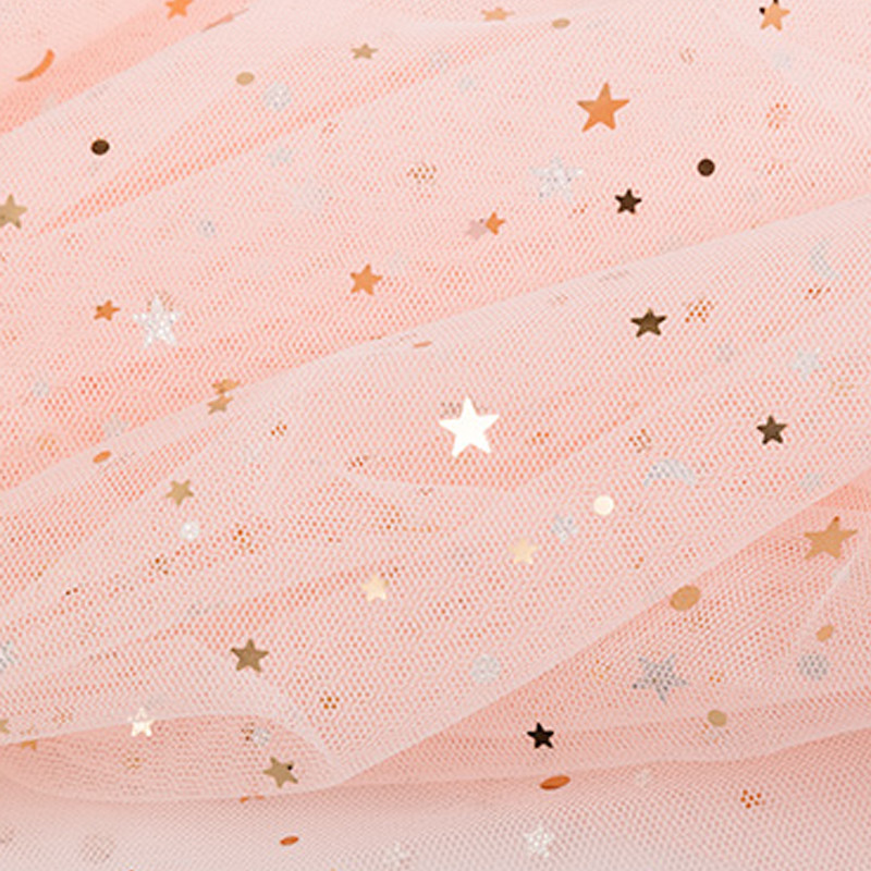 New Design Decoration Star Moon Sequin Types Net Tulle Fabric For