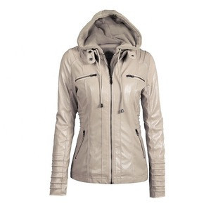 Wholesale Amazon Winter Long Sleeve Solid Color Zipper Pu Leather