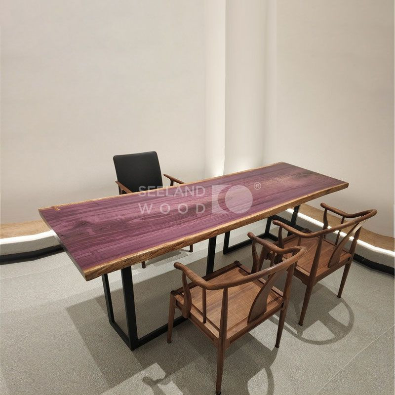 Purple Heart Wood Slab Table With Live Edges from China