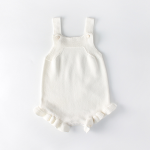 white ruffle baby romper