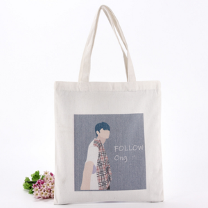 Organic Fashion Cotton Canvas Printed White Shopping Tote Bag Reusable With Pocket Zipper Bag For Girl Organic Fashion Cotton Canvas Printed White Shopping Tote Bag Reusable With Pocket Zipper Bag For
