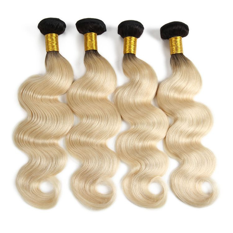 Two Tone Dark Roots 1b 613 Human Hair Bundles 100 Virgin Brazilian Hair Body Wave 1b 613 Color Human Hair Extensions Wefts Two Tone Dark Roots 1b 613 Human Hair Bundles 100