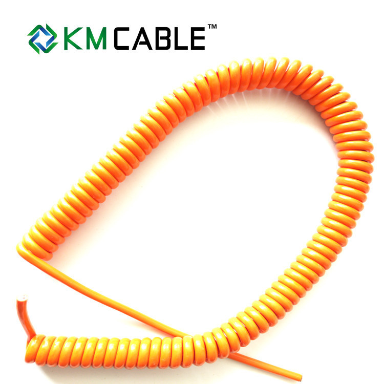 Spring Coiled Electrical Wire Orange Color 3 Core 4mm Flexible Spiral Cable Coiled Cable from