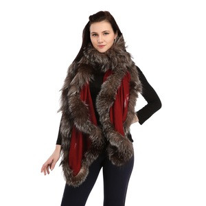 shawl wrap with fur trim