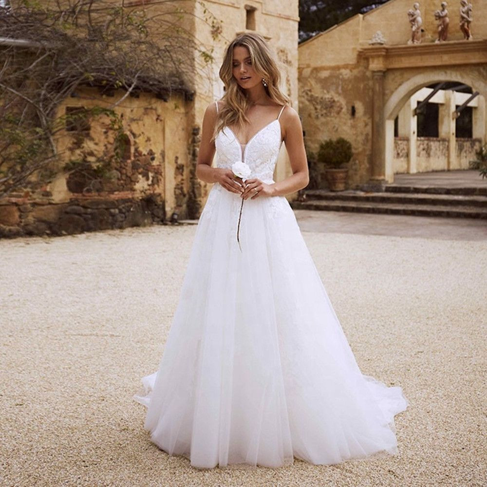 white boho wedding dresses